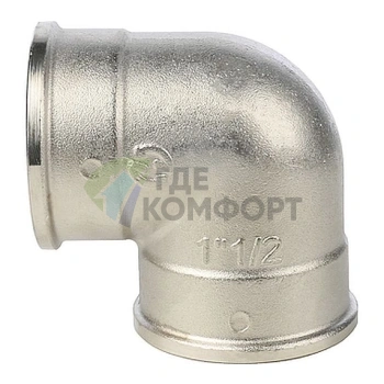 Угольник Stout внутренняя/внутренняя резьба латунный ВВ 1 1/2 никелированный - фото 2