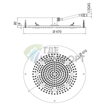 Верхний душ BOSSINI DREAM-OKI 470 мм с LED-подсветкой (H37454.030) - фото 2