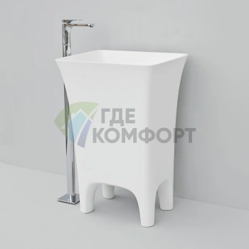 Раковина Artceram Cow напольная отдельностоящая 60х45х85см без отв под смесительитель со слив переливом цвет белый - фото 1
