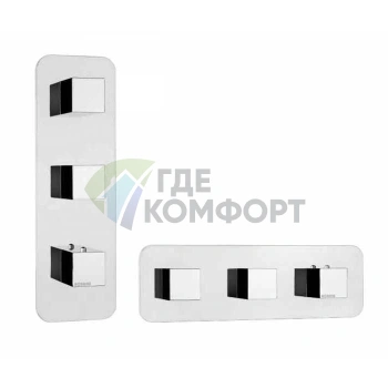 Термостат для душа Bossini Cube со встроенным переключателем на 2-4 выхода, хром (Z032204.030) - фото 1