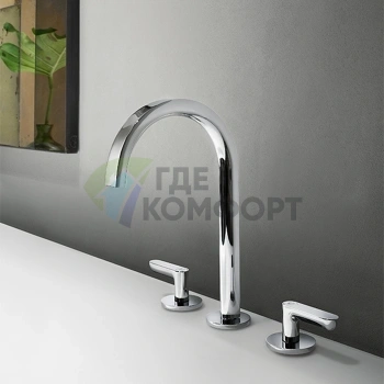 Смеситель для раковины Fantini Icona Deco: Деко-стиль и функциональность с нажимным клапаном (53 02 R107) - фото 1