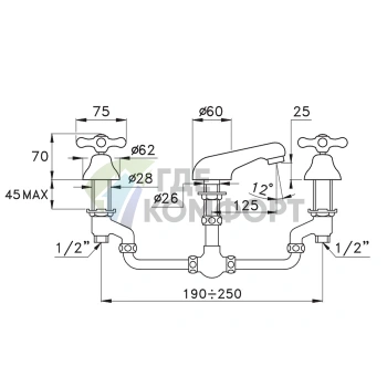 Смеситель для раковины на три отверстия Stella Roma 3222TC хром (RM 00010 CR00) - фото 2