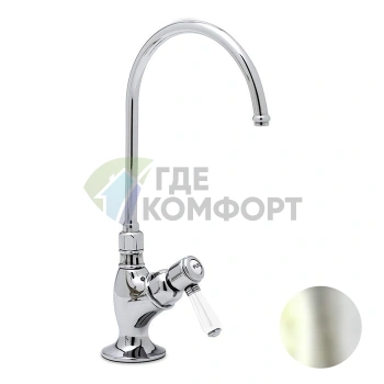 Смеситель для раковины Nicolazzi Cucina однорычажный на 1 отверстие, полированный никель, ручка Mini P.M. Blanc (1635NS12) - фото 1