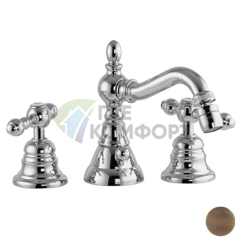 Смеситель для биде Carlo Frattini Epoque на 3 отверстия с вращающимся изливом, бронза (F5052BR) - фото 1