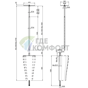 Смеситель для раковины FIMA Carlo Frattini Nomos Go с потолочным изливом 1300-1600 мм (F4191CR) - фото 2