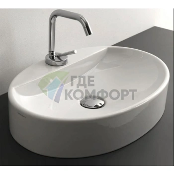 Раковина KERASAN Lavabi овальная 50x35см накладная с 1 отв под смесительитель цвет белый - фото 1