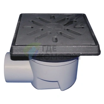 Трап HL605.1 с решеткой 226x226 мм-незамерзающим запахозапирающим устройством и горизонтальным выпуском DN110 - фото 1