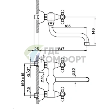 CISAL Arcana Роскошный Золотой Смеситель для Кухни с Наружной Установкой (AC00040024) - фото 2