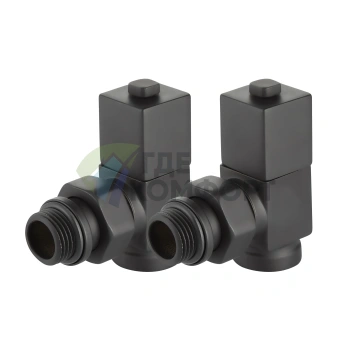 Набор дизайн-вентилей Royal Thermo CUBE 1/2 черный, RTE 56.0009, НС-1422578 - фото 3