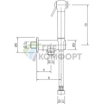 Гигиенический душ CISAL Gold Premium со шлангом 120 см и держателем (SC00791024) - фото 2