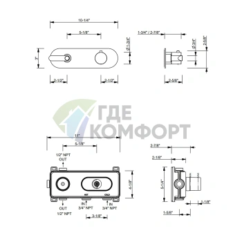 Настенный термостатический смеситель FANTINI ICONA DECO с золотым покрытием (53 P6 R873B) - фото 2