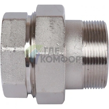 Разъемное соединение американка ВН 2, уплотнение под гайкой под гайкой, никелированное Stout - фото 3