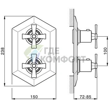 Термостатический смеситель для душа CISAL Cherie в цвете розовое золото и черный (CX0093007E) - фото 2