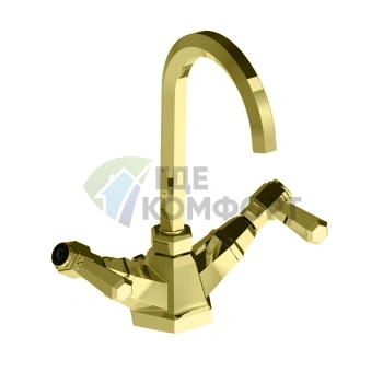 Смеситель для раковины Stella Eccelsa Leve 3217 с донным клапаном в роскошном золоте 24К (EL 00004 AU00) - фото 1