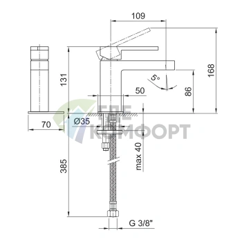 Смеситель для раковины Fantini AR/38 с коротким изливом, хром (38 02 3304SWF) - фото 2