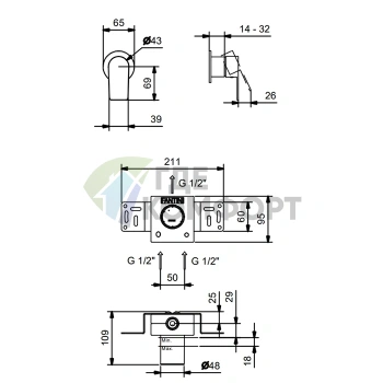 Встраиваемый смеситель для душа Fantini MYO, черный матовый (61 13 V663B) - фото 2