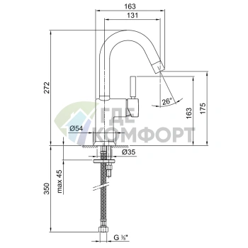 Смеситель для раковины Fantini Cafe, однорычажный, без донного клапана, хром (42 02 1804WF) - фото 2