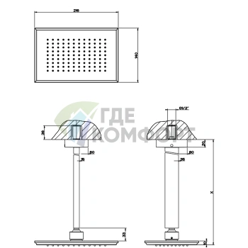 Душ Gessi Eleganza: потолочный, регулируемый по высоте 115-1865 мм, золото (46150#080) - фото 2