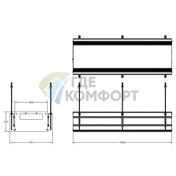 Профиль линейный GESSI BINARIO 1090 мм, Black XL (без подготовки под модули) (61019#299) - фото 2