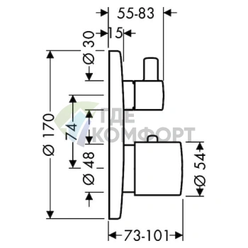 Термостат Hansgrohe Ecostat S 15721000 для комфортного принятия ванны и душа - фото 2