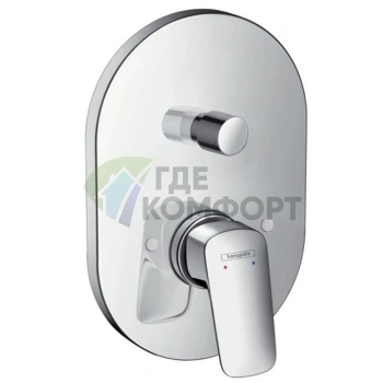 Встраиваемый смеситель для ванны Hansgrohe Logis с внешним переключателем, хром (71406000) - фото 1