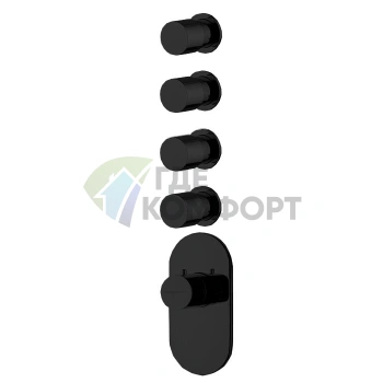 Термостатический смеситель для душа FIMA|Carlo Frattini встроенный, 4 запорных вентиля, черный матовый (F3253X4NS)