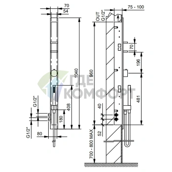 Fantini: Термостатический картридж для смесителя душа (2 входа, 1/2) (44 00 T302A) - фото 2