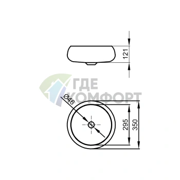 Раковина-чаша на столешницу круглая 45х45х12 cм без отв под смесительитель и перелива цвет steel BETTECraft - фото 2