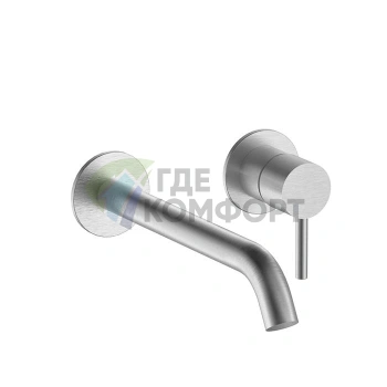 Смеситель для раковины Fantini Nostromo: встраиваемая модель на 2 отверстия с удлинённым изливом, нержавеющая сталь (50 93 E812B) - фото 1