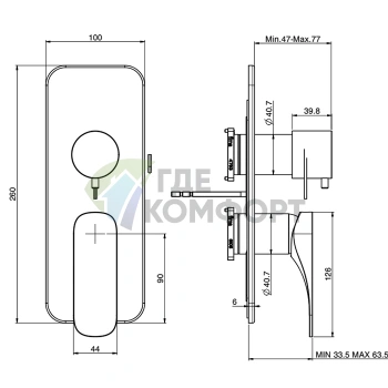 Смеситель для душа Carlo Frattini QUAD встроенный однорычажный хром (F3729X6CR) - фото 2