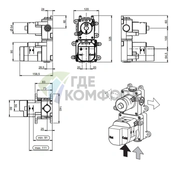 Встраиваемый термостат Almar 3 в 1: Управление 3 потребителями и 3 вентилями (E176003) - фото 2