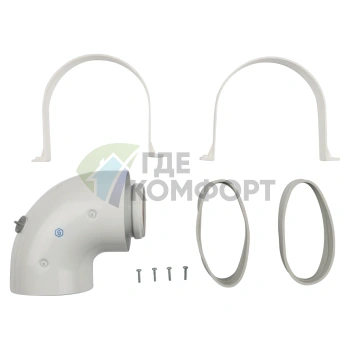 Адаптер для котла Stout DN60/100 90 гр. угловой коаксиальный SCA-6010-210190 - фото 1