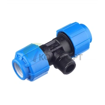 Тройник с наружной резьбой 25x3/4x25 ПНД Политэк - фото 1