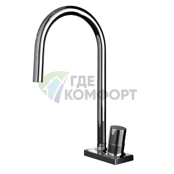 Кухонный смеситель Carlo Frattini Fluid с выдвижной лейкой и вращающимся изливом, хром (F7028CR) - фото 1