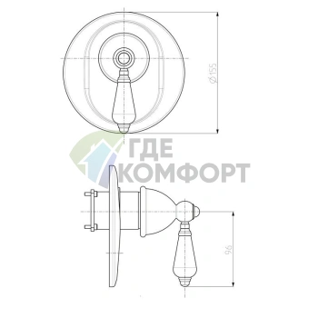 Смеситель для душа FIMA Carlo Frattini Herend Chic встраиваемый с ручкой SWAROVSKI, хром (F5409X1CCR) - фото 2