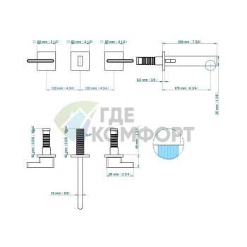 Настенный смеситель для раковины THG ICON-X CARBONE GOLD A MANETTES, 3 отверстия, полированное золото (U7T-F01-40GB) - фото 2