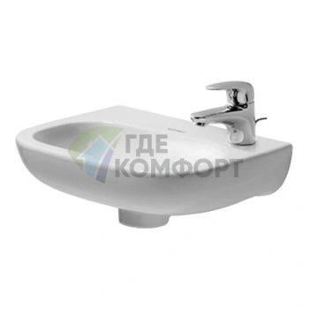 Раковина Duravit D-Code для рук без перелива, с отверстием под смеситель справа, 360x270 мм, белый (7053600082) - фото 1