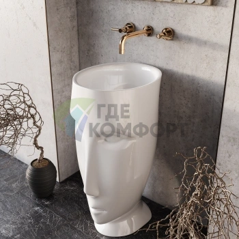 Раковина Kerasan Artwork свободностоящая MOLOCO слив в пол с сифоном и трубкой слива цвет белый