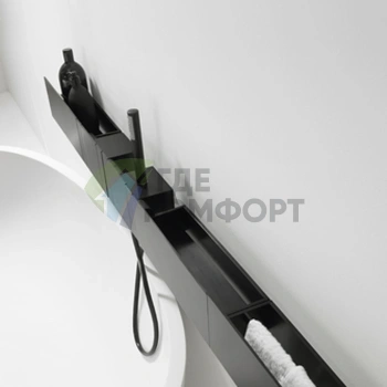 Настенный смеситель Agape Sen для ванны с ручным душем, черный (ASEN0913N) - фото 1