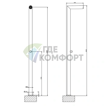 Напольная душевая стойка GESSI OUTDOOR для улицы, цвет Corten (63201#856) - фото 2