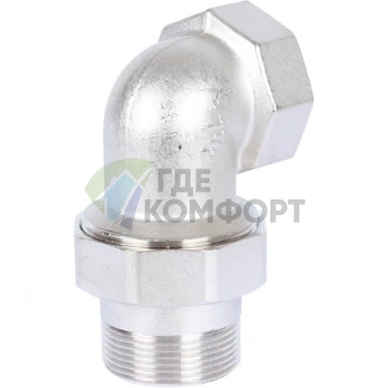 Разъемное угловое соединение американка ВН 1 1/2, уплотнение под гайкой o-ring кольцо, никелированное Stout - фото 3