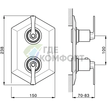 Термостатический смеситель CISAL Cherie с переключателем, золото-розовый (CF0191007E) - фото 2