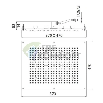 Верхний душ BOSSINI DREAM-RECTANGULAR 570x470 мм с 12 RGB LED и хромированным покрытием (H37455.030) - фото 2