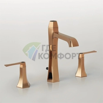 Смеситель для раковины CISAL Cherie трехдырковый золото/черный матовый (CF0010607C) - фото 1