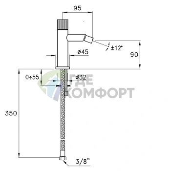 Смеситель для биде Stella Sirius настенный, матовый черный PVD (SR00300PV17) - фото 2