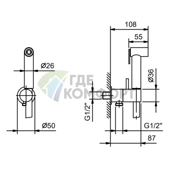 Гидроёршик Fantini Icona Classic с двойной функцией в хроме (91 02 8486) - фото 2