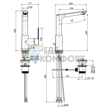 Смеситель для раковины FIMA Carlo Frattini с вращающимся изливом и донным клапаном в хроме (F3151FCR) - фото 2