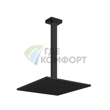 Душевая система Gessi Rettangolo с потолочным креплением 300x300 мм, регулируемая по высоте, черный (15199#299) - фото 1