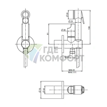 Гигиенический душ Carlo Frattini FIMA встраиваемый, 2 режима, цвет античная бронза (F2320/1NBR) - фото 2