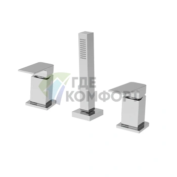 Смеситель для ванны FIMA Carlo Frattini Fit с ручным душем на 3 отверстия, хром (F3394/1CR) - фото 1